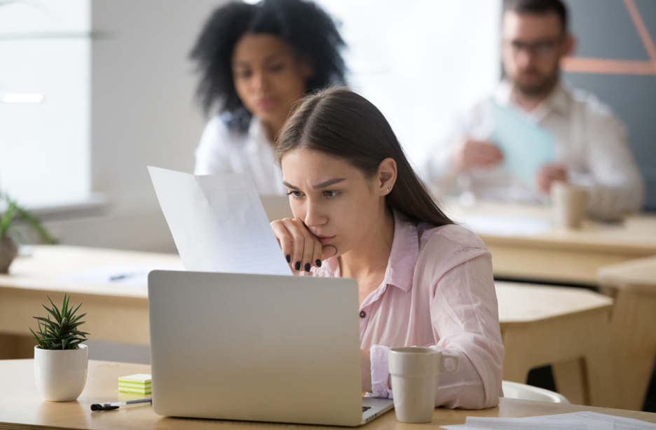 employee reading document