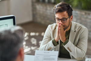 man feeling nervous with HR